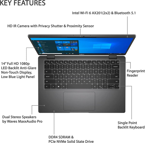 Dell Latitude 7410 14" FHD (1920 X 1080) Laptop, i7-10610u